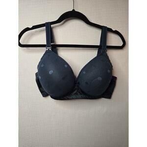 Cake Lingerie Fig Mousse Bra 38C Navy Blue Polka Dot Underwire Pretty